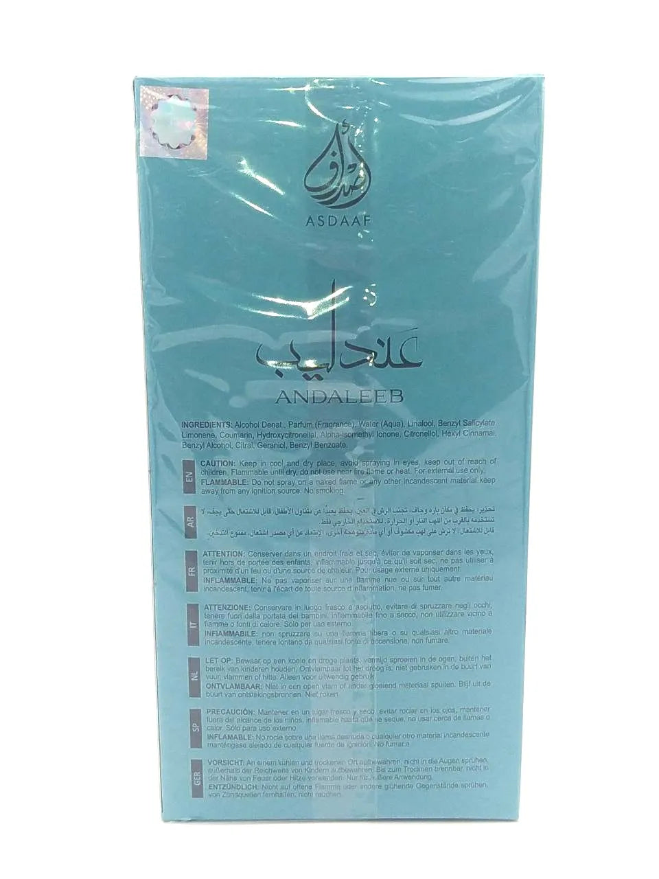 Andaleeb Asdaaf 100ml – Perfume Árabe Unisex Floral y Afrutado con Pachulí y Sándalo