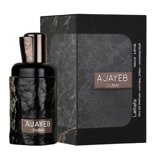 Perfume árabe unisex Lattafa Ajayeb Dubai 100ml con notas de piña, café y vainilla